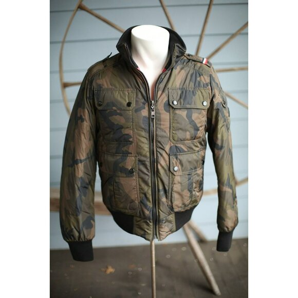 $1,790 Moncler Racine Reversible Down Puffer Jacket SZ 1 Camo/Red MINT